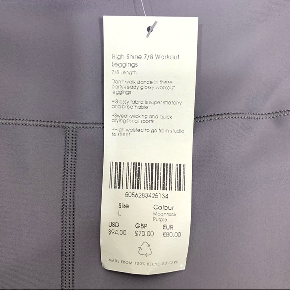 Sweaty Betty High Shine High-Waist 7/8 Length Leggings in Gray, L - Picture 6 of 10